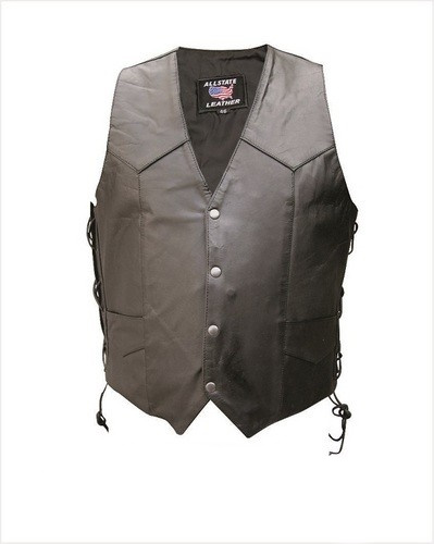 (image for) Men's single panel back cowhide leather vest with holster